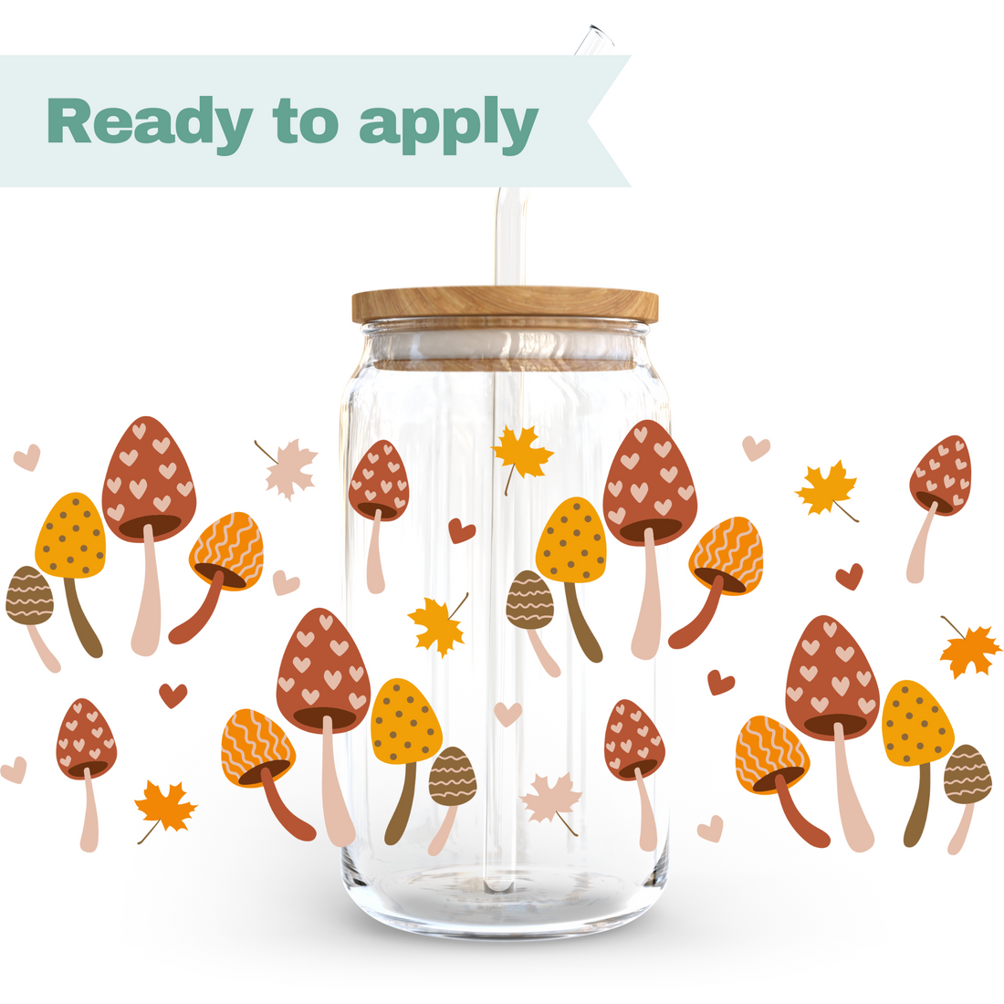 Mushrooms Autumn - 16oz UVDTF cup wrap