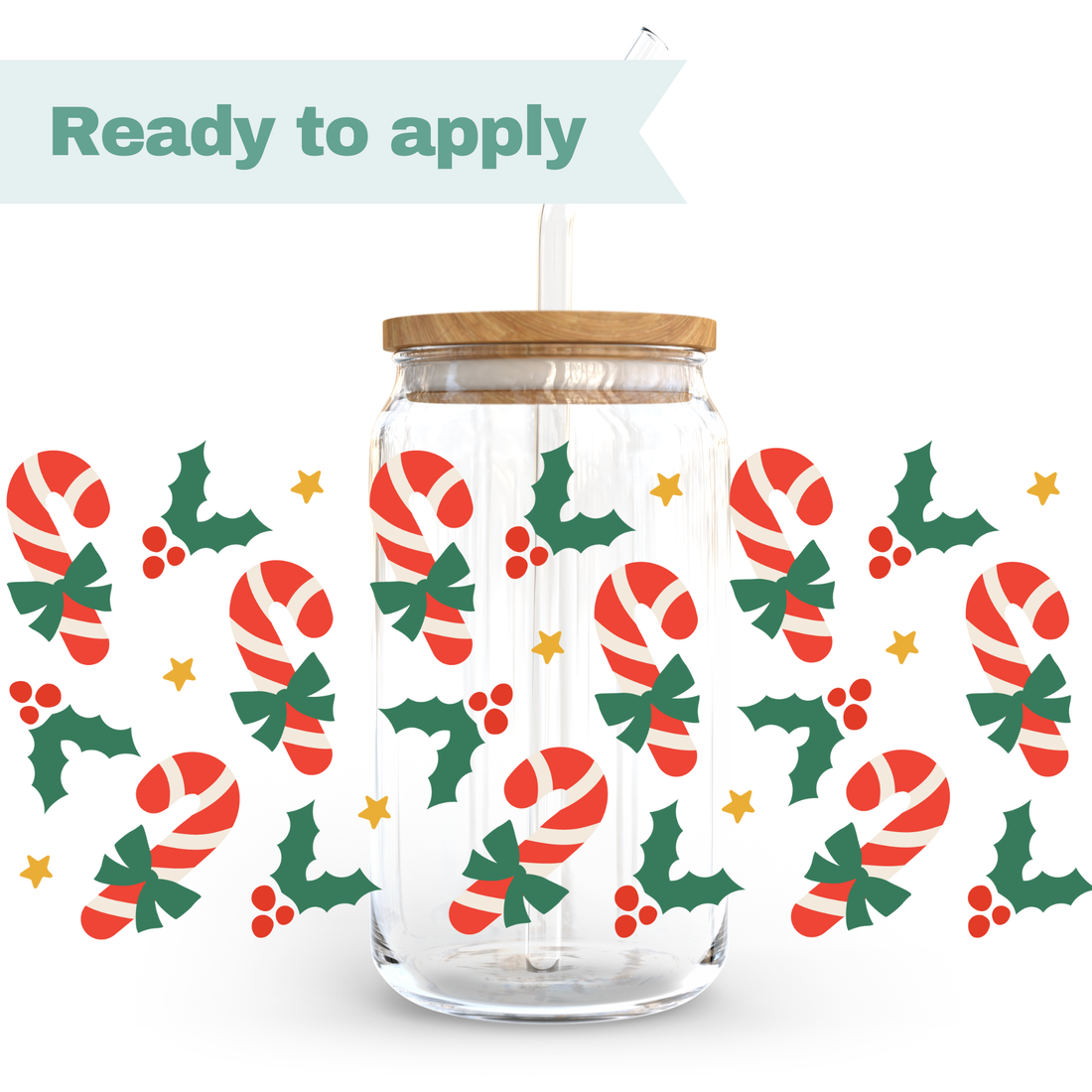 Christmas Candy Cane - 16oz UVDTF cup wrap