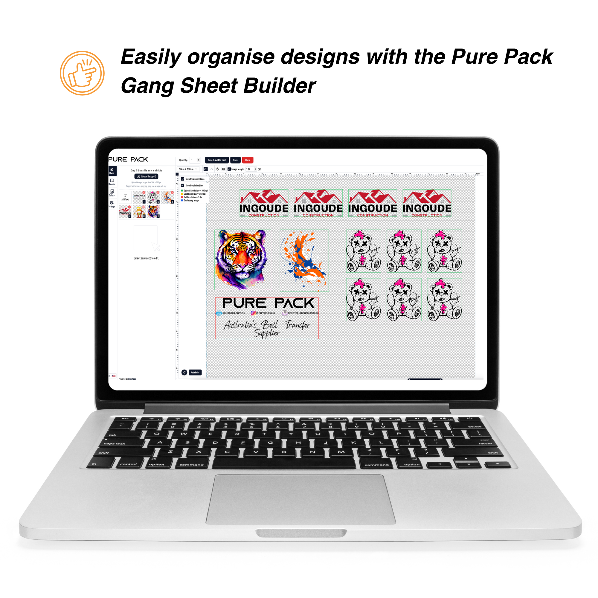 DTF Gang Sheet Builder Australia | 9-Colour DTF | Pure Pack