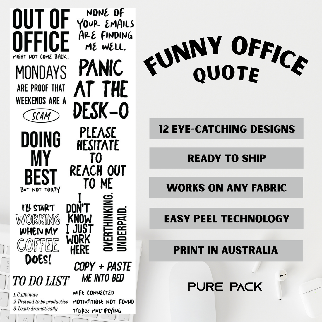 Funny Office Quote (12 transfers) - Pre-made DTF Gang Sheet 