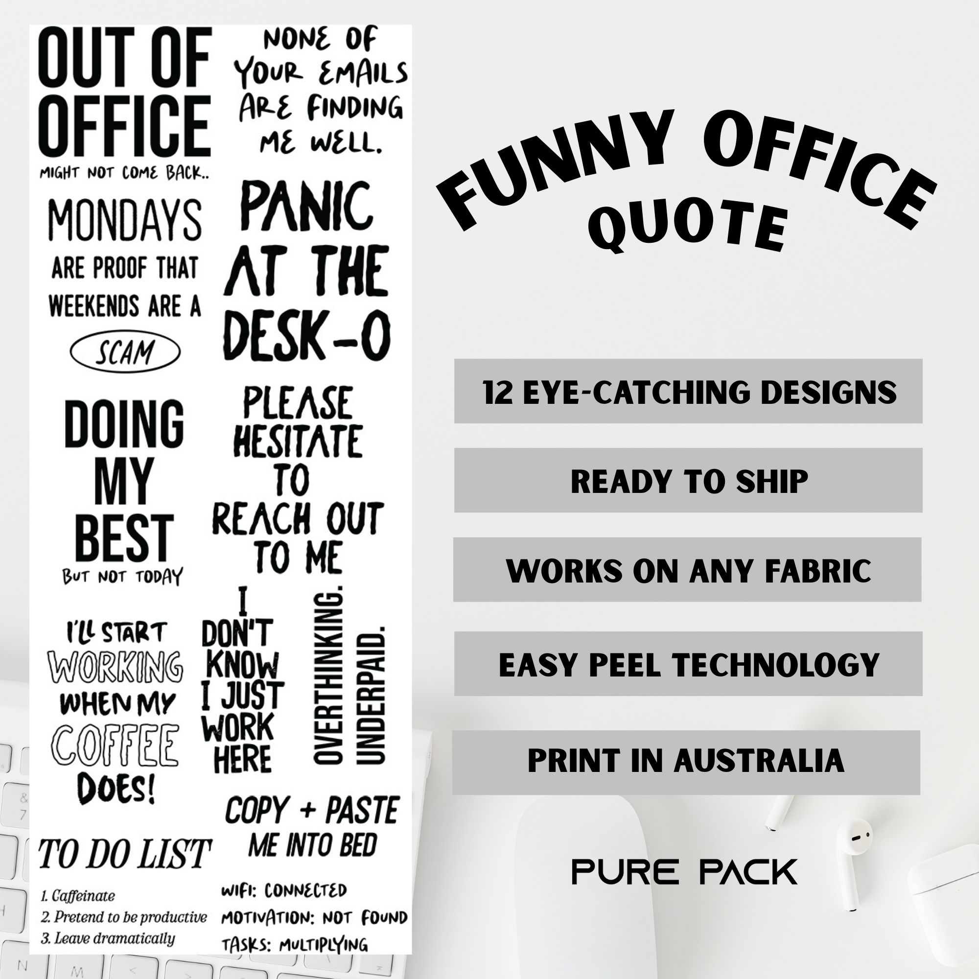 Funny Office Quote (12 transfers) - Pre-made DTF Gang Sheet 
