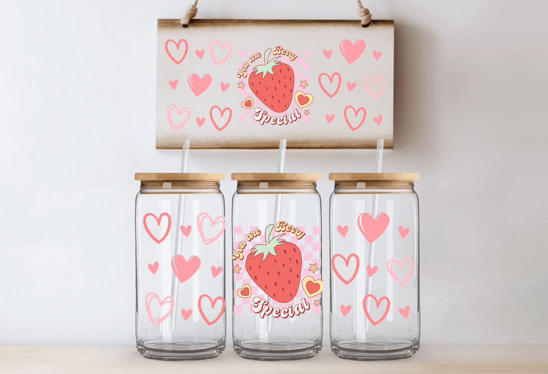 Strawberry heart - 16oz UVDTF cup wrap