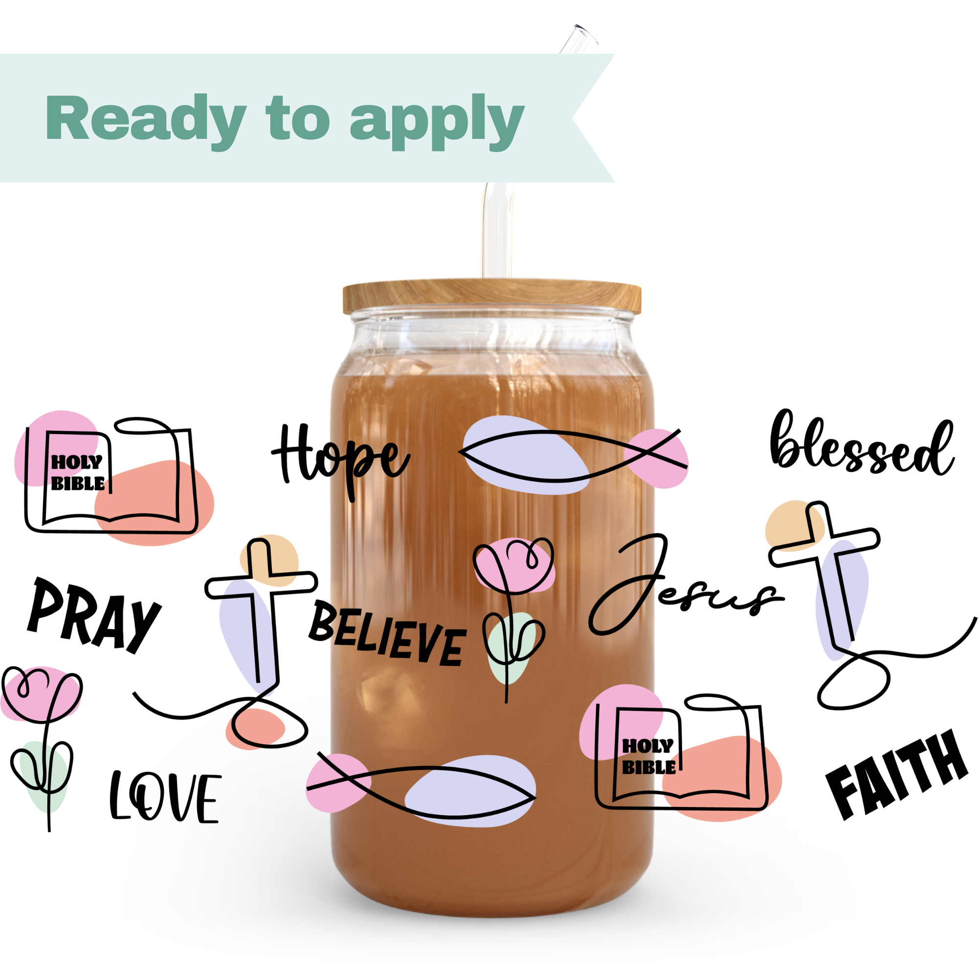 Christian Faith Word - 16oz UVDTF cup wrap 