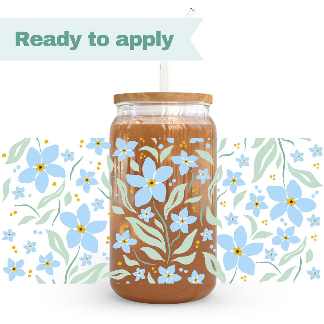 Blue Wildflowers - 16oz UVDTF cup wrap 