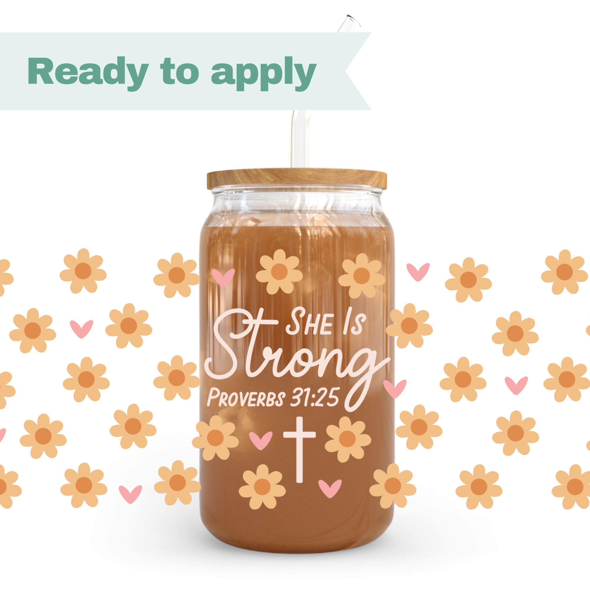Christian She is Strong - 16oz UVDTF cup wrap 