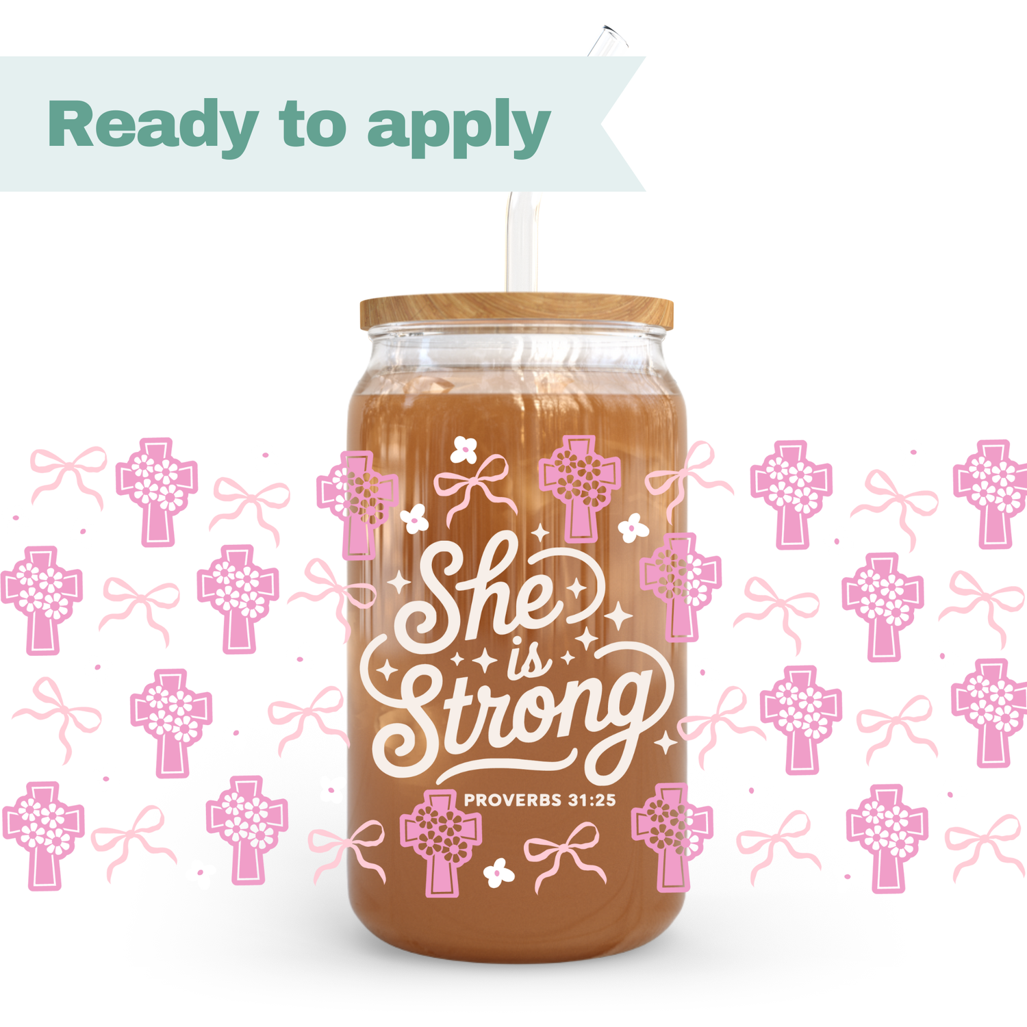 Christian She is Strong- 16oz UVDTF cup wrap 