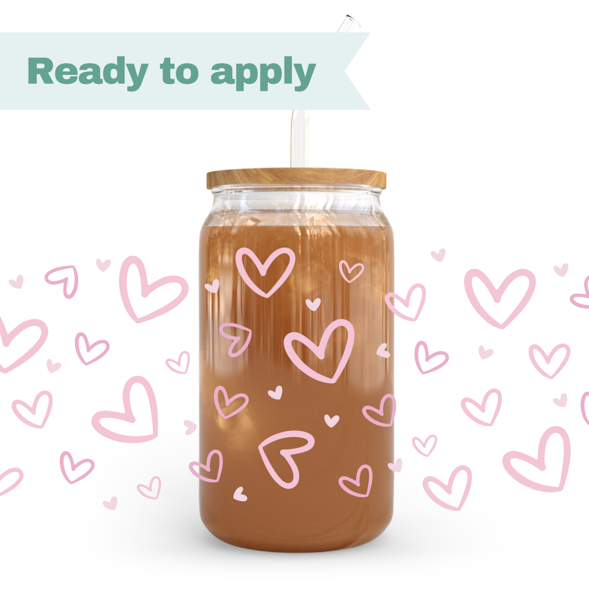 Doodle Hearts - 16oz UVDTF cup wrap 
