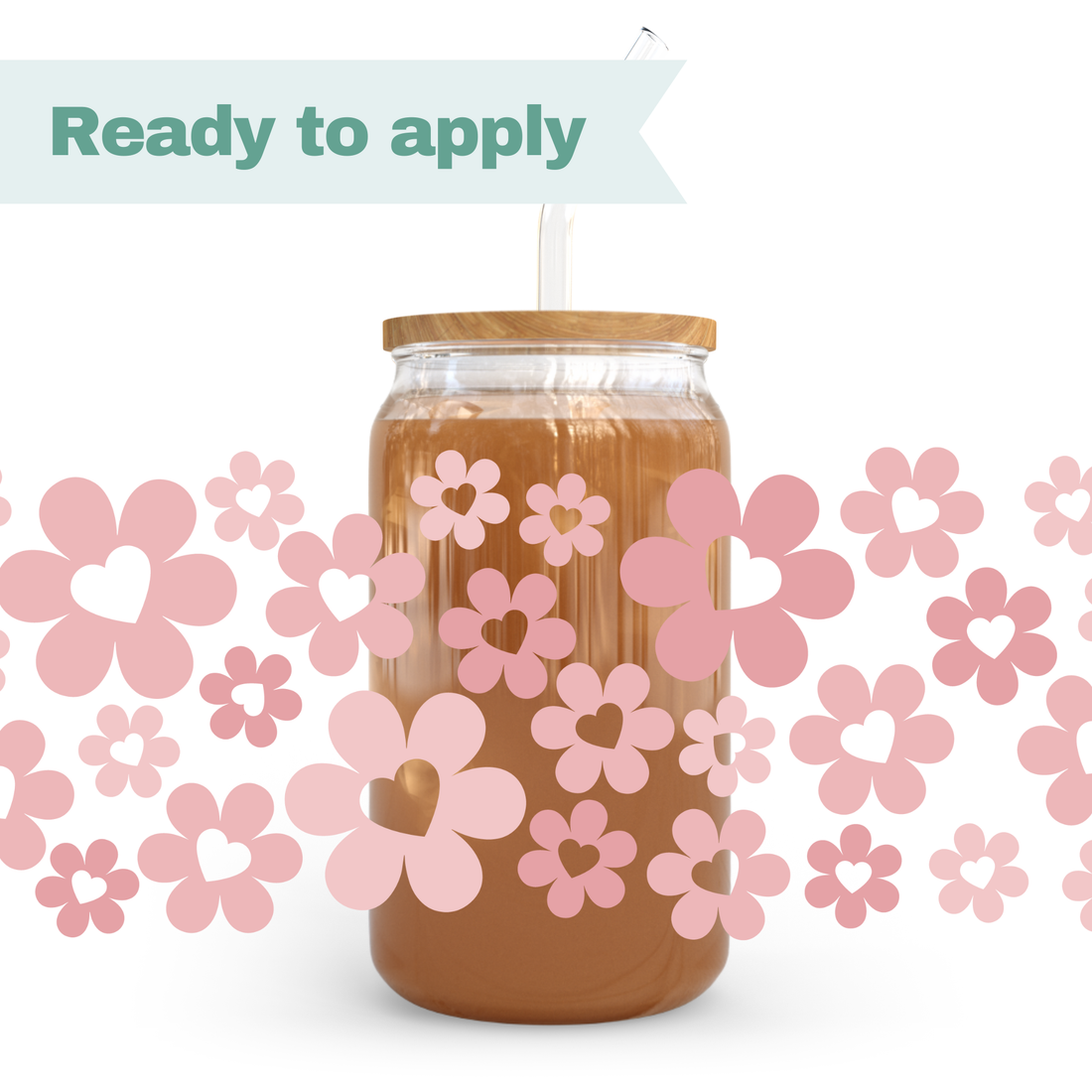 Heart Flowers - 16oz UVDTF cup wrap 