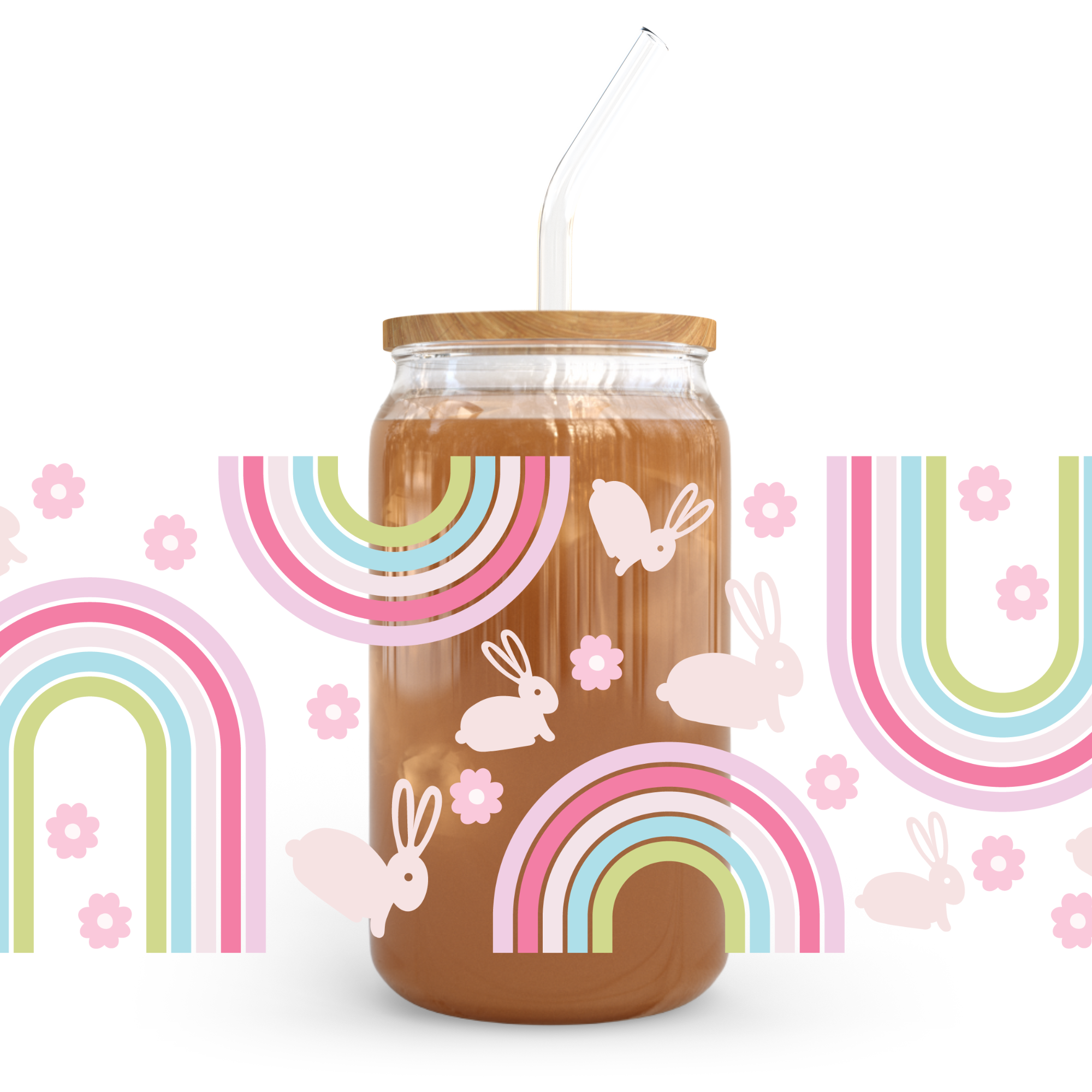 Rainbow Bunny - 16oz UVDTF cup wrap 