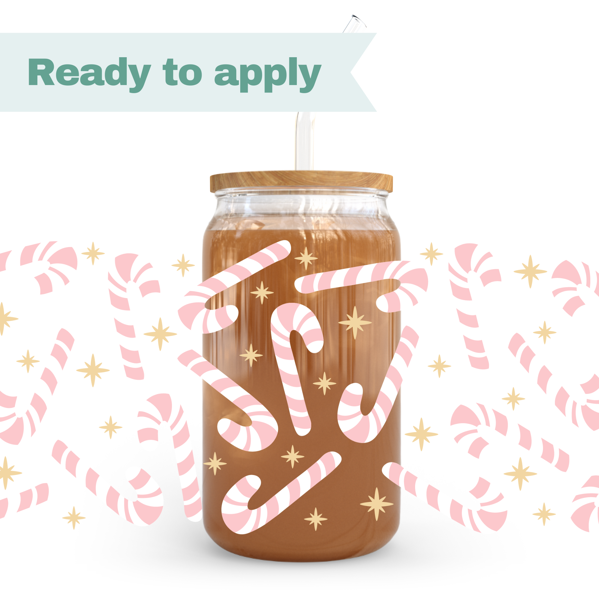 Christmas Candy Cane - 16oz UVDTF cup wrap 