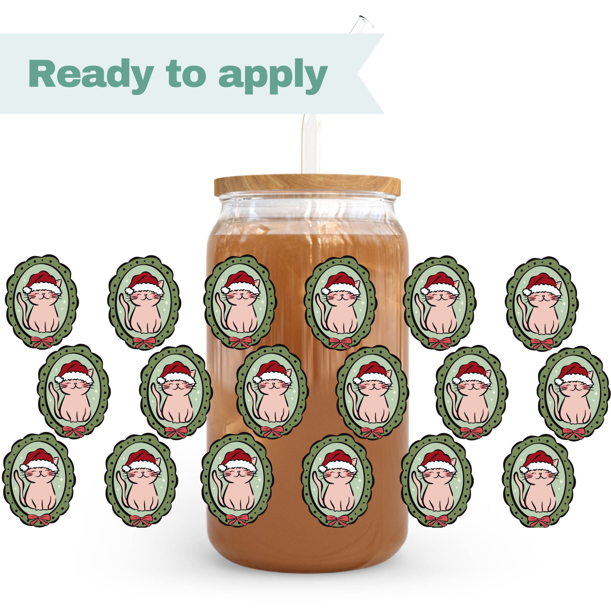 Christmas Cat Portraits - 16oz UVDTF cup wrap 