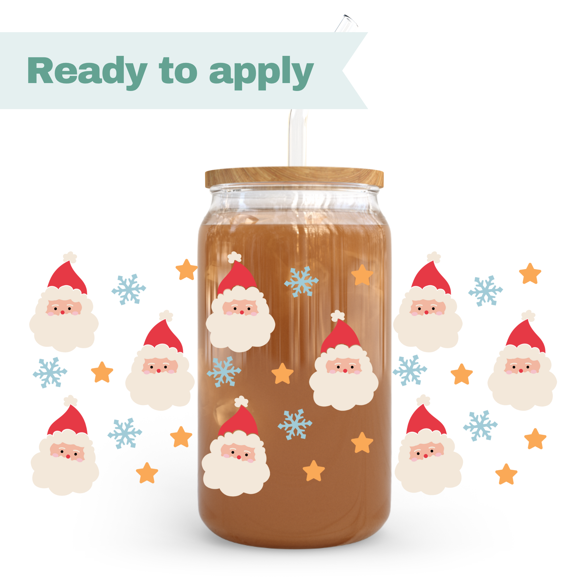 Christmas Santa - 16oz UVDTF cup wrap 