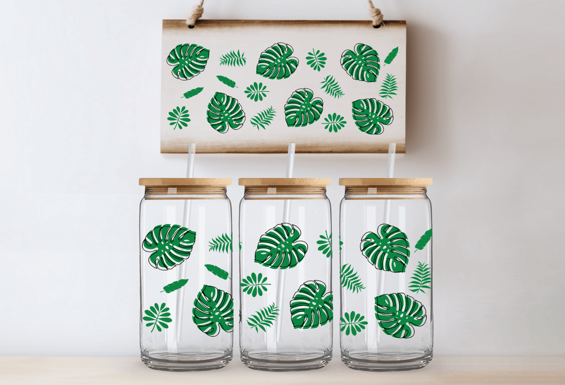 Tropical leaves - 16oz UVDTF cup wrap