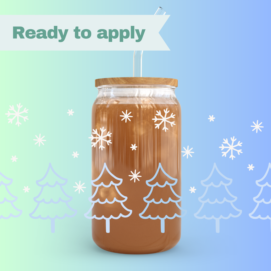 Christmas Trees and Snowflakes - 16oz UVDTF cup wrap 