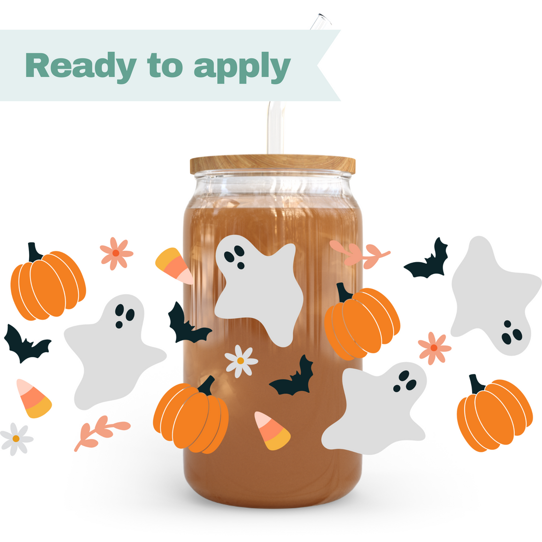Pumpkin Ghosts - 16oz UVDTF cup wrap 
