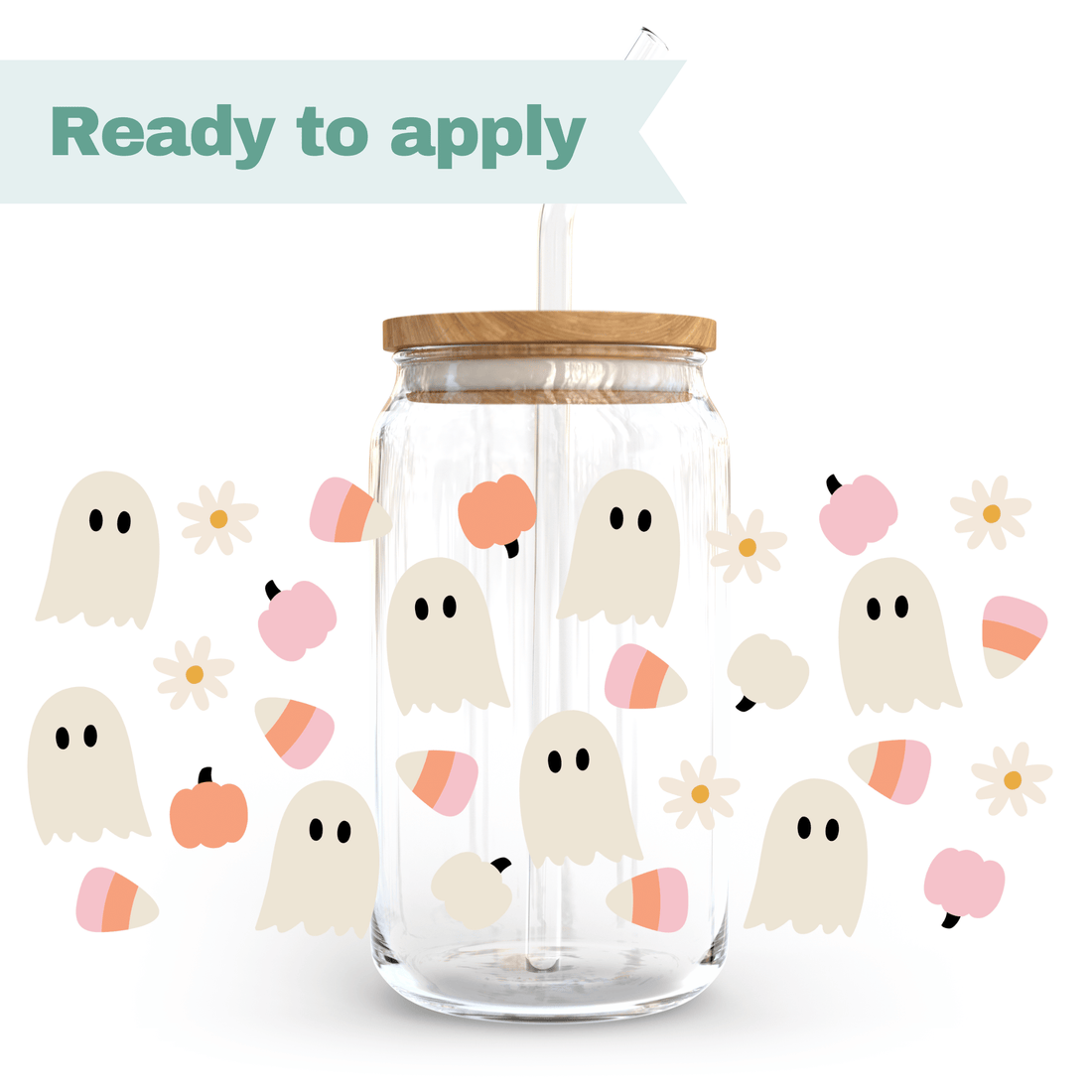 Spooky Cute Ghosts - 16oz UVDTF cup wrap