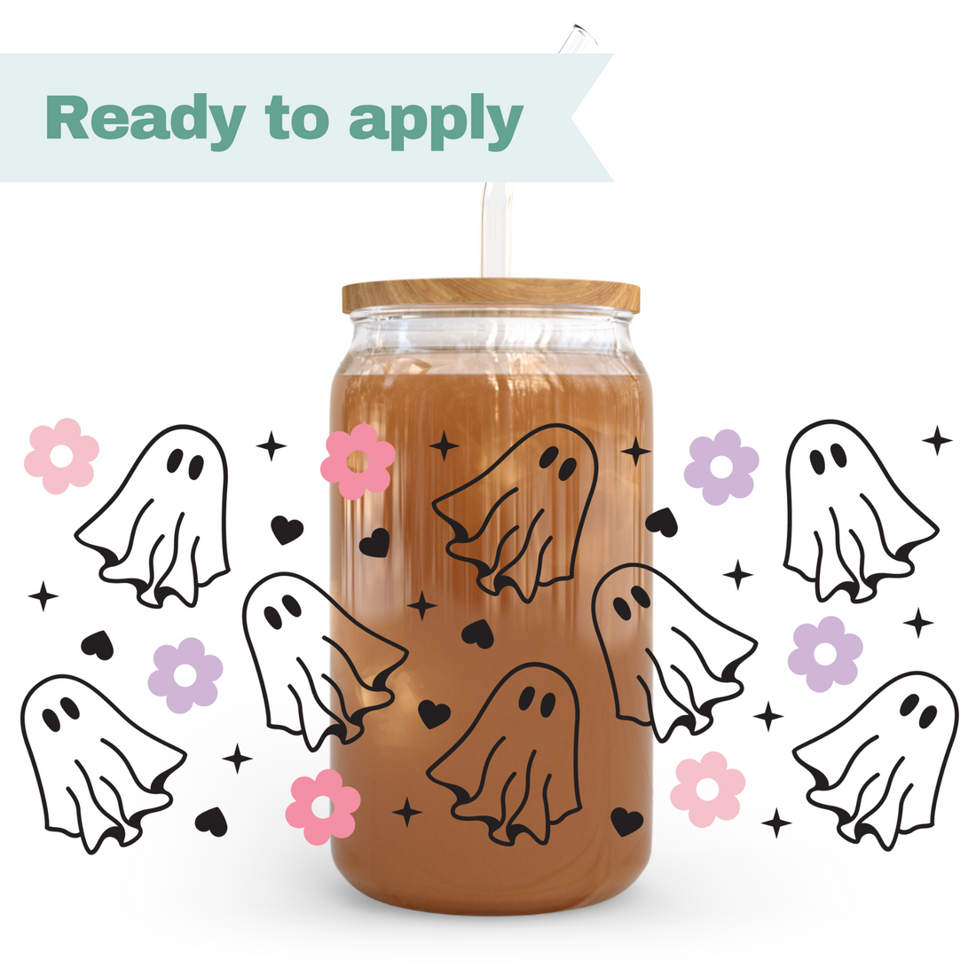Floral Ghosts - 16oz UVDTF cup wrap 