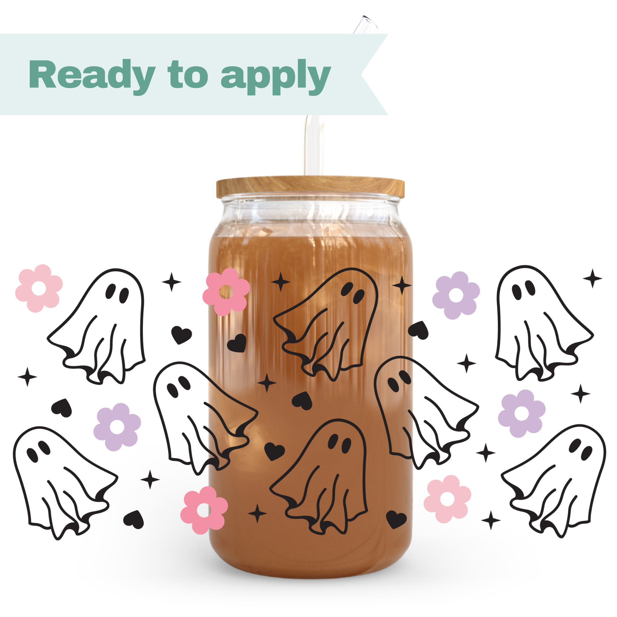 Floral Ghosts - 16oz UVDTF cup wrap 