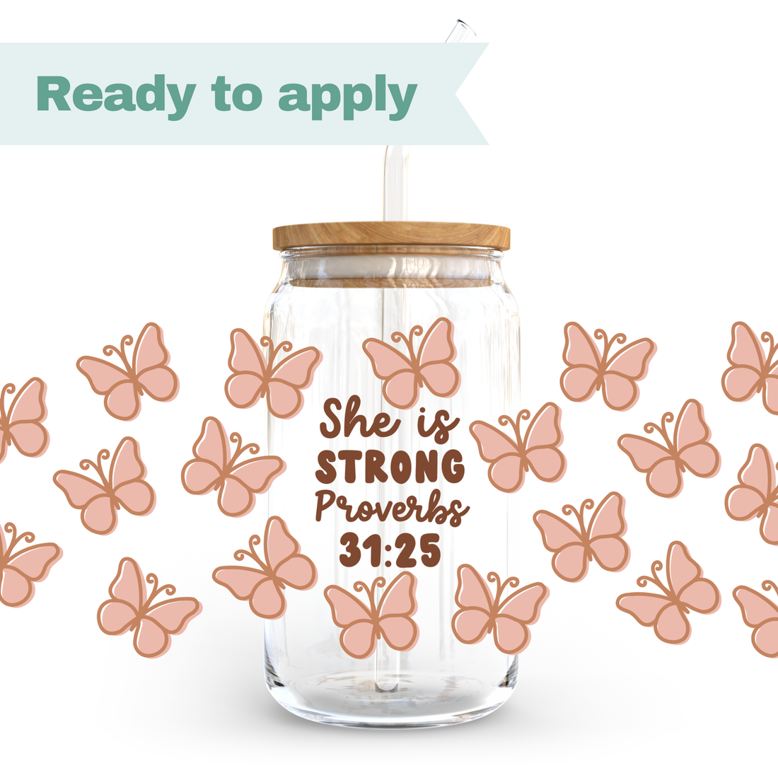 Christian She is Strong - 16oz UVDTF cup wrap 