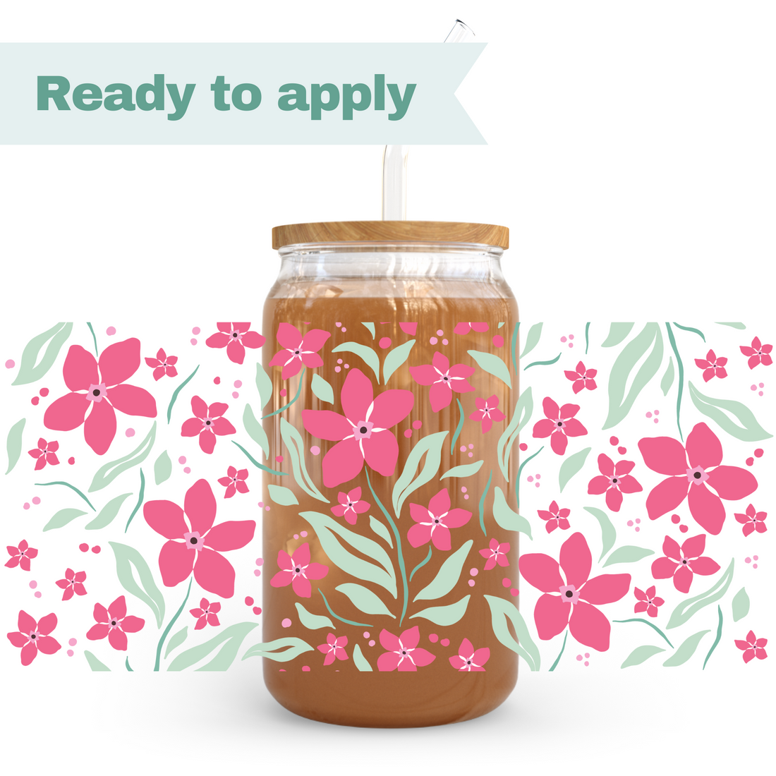 Coral Florals (Pink) - 16oz UVDTF cup wrap 