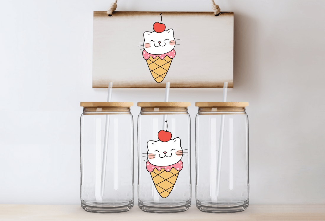 Ice cream cat - 16oz UVDTF Cup Wrap