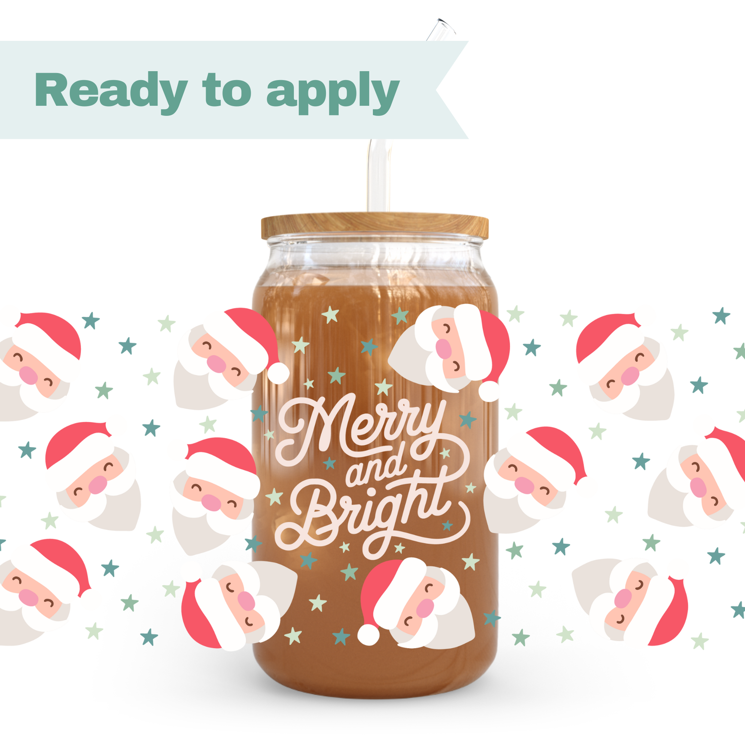 Christmas Santa - 16oz UVDTF cup wrap 