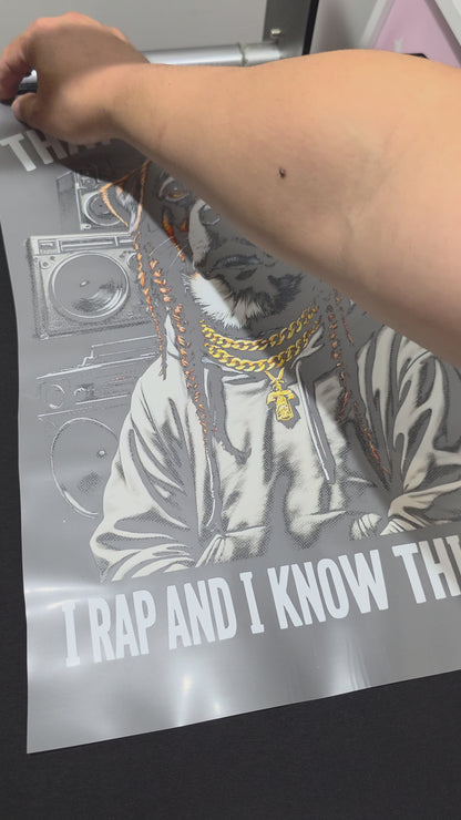 Close-up video showing a vibrant, premium-quality Vivid Pro DTF heat transfer on black fabric.